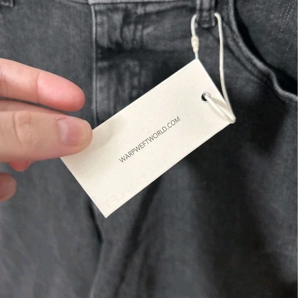 Warp + Weft Straight High Rise Women's Jeans Size 14/32 Charcoal Wash Split Hem - Picture 6 of 6